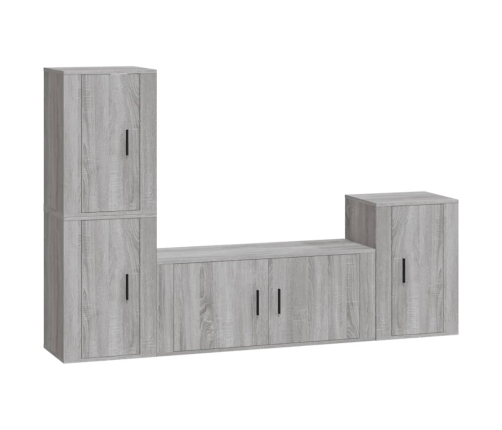 Set de muebles para TV 4 pzas madera contrachapada gris Sonoma