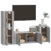 Set de muebles para TV 4 pzas madera contrachapada gris Sonoma