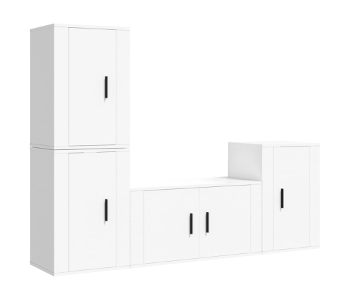 Set de muebles para TV 4 piezas madera contrachapada blanco