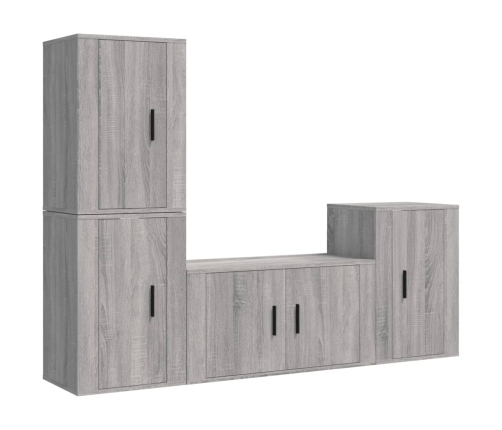 Set de muebles para TV 4 pzas madera contrachapada gris Sonoma