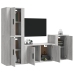 Set de muebles para TV 4 pzas madera contrachapada gris Sonoma