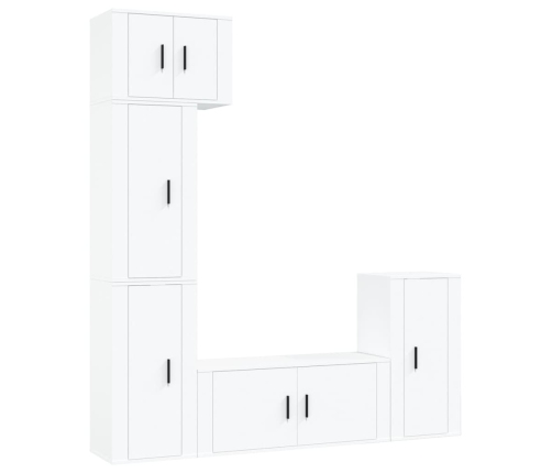 Set de muebles para TV 5 piezas madera contrachapada blanco