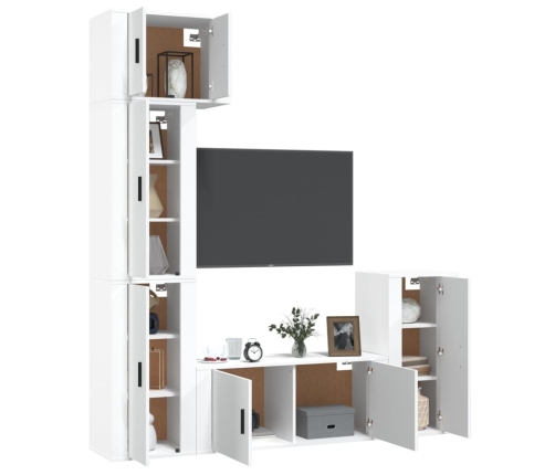 Set de muebles para TV 5 piezas madera contrachapada blanco