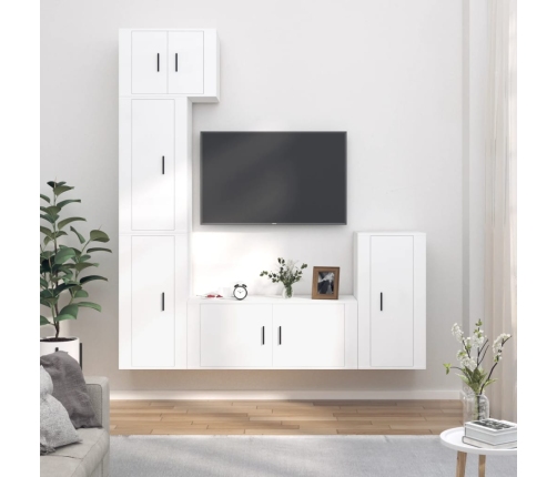 Set de muebles para TV 5 piezas madera contrachapada blanco