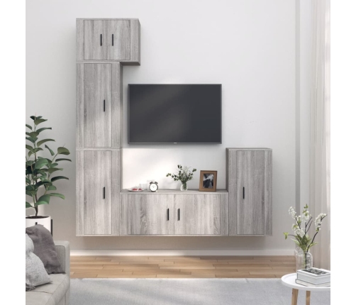 Set de muebles para TV 5 pzas madera contrachapada gris Sonoma