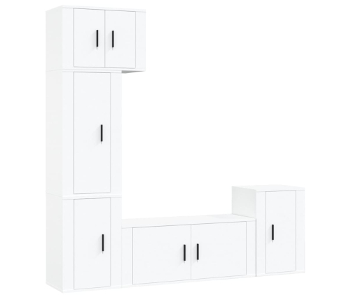 Set de muebles para TV 5 piezas madera contrachapada blanco