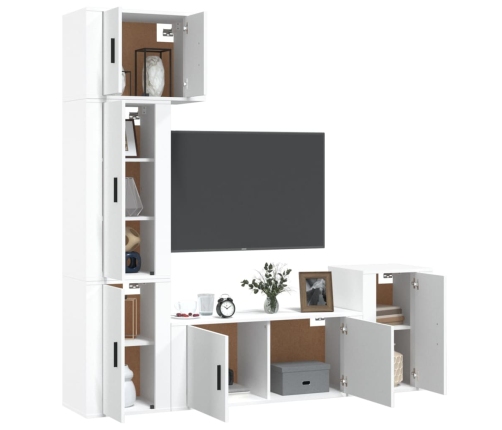 Set de muebles para TV 5 piezas madera contrachapada blanco