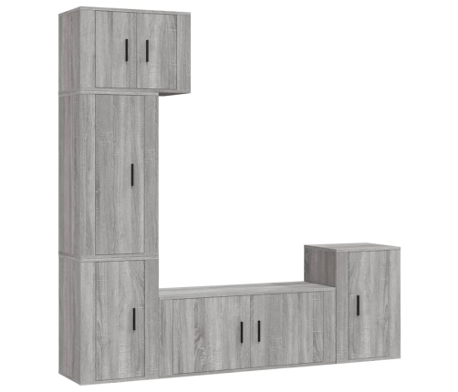 Set de muebles para TV 5 pzas madera contrachapada gris Sonoma