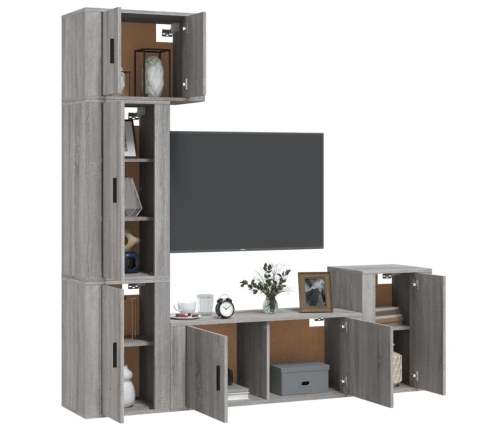 Set de muebles para TV 5 pzas madera contrachapada gris Sonoma