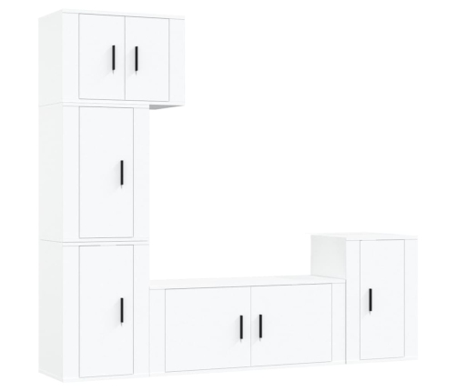 Set de muebles para TV 5 piezas madera contrachapada blanco