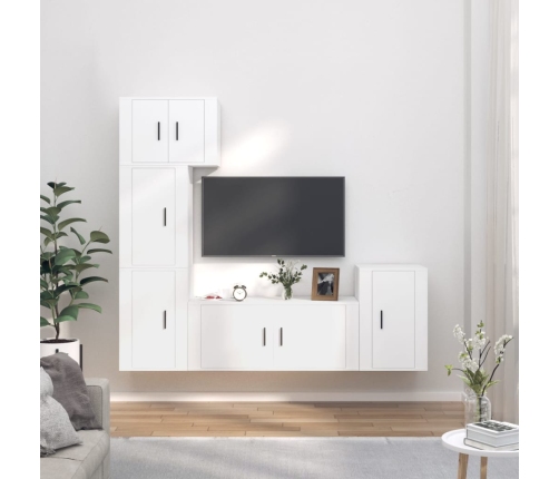 Set de muebles para TV 5 piezas madera contrachapada blanco