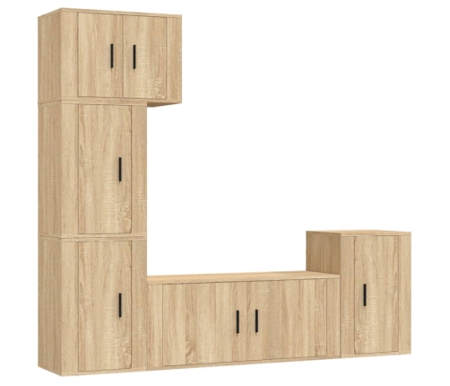 vidaXL Set de muebles para TV 5 pzas madera contrachapada roble Sonoma