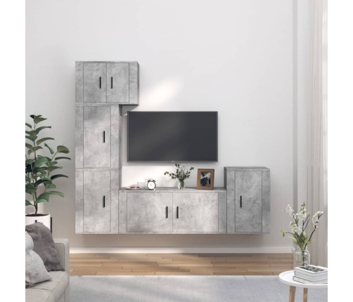 Set de muebles de TV 5 pzas madera contrachapada gris hormigón