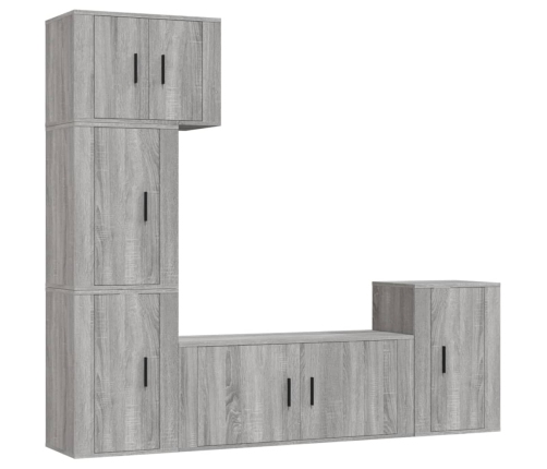 Set de muebles para TV 5 pzas madera contrachapada gris Sonoma