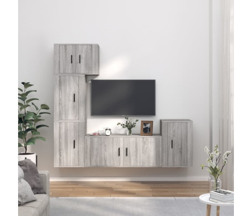 Set de muebles para TV 5 pzas madera contrachapada gris Sonoma