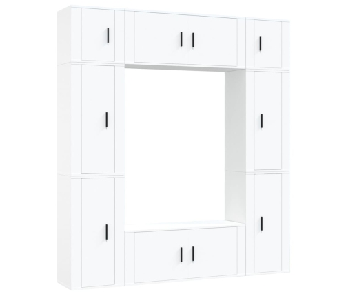 Set de muebles para TV 8 piezas madera contrachapada blanco