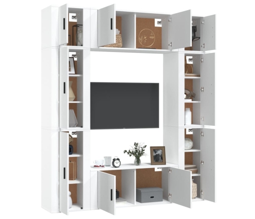 Set de muebles para TV 8 piezas madera contrachapada blanco