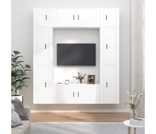 Set de muebles para TV 8 piezas madera contrachapada blanco