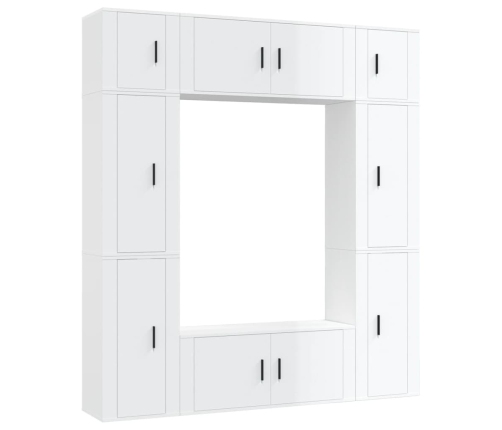 Set de muebles de TV 8 pzas madera contrachapada blanco brillo