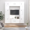 Set de muebles de TV 8 pzas madera contrachapada blanco brillo