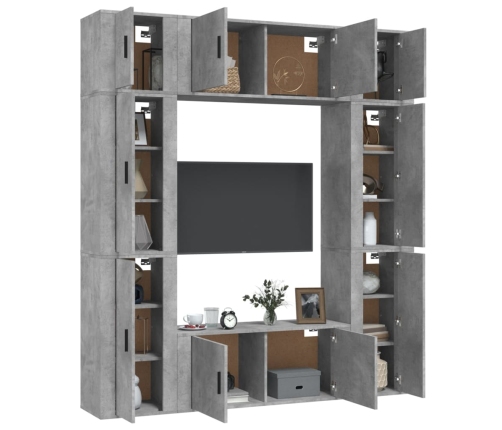 Set de muebles de TV 8 pzas madera contrachapada gris hormigón