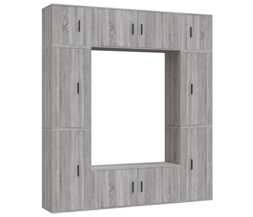 Set de muebles para TV 8 pzas madera contrachapada gris Sonoma