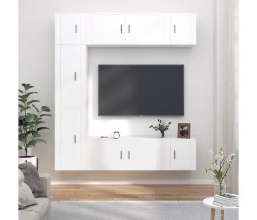 vidaXL Set de muebles para TV 7 piezas madera contrachapada blanco