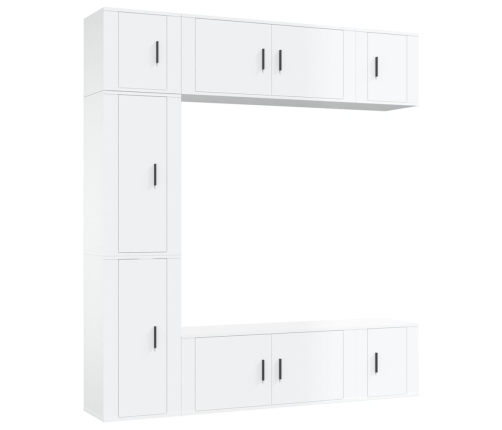 Set de muebles de TV 7 pzas madera contrachapada blanco brillo