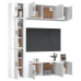 Set de muebles de TV 7 pzas madera contrachapada blanco brillo