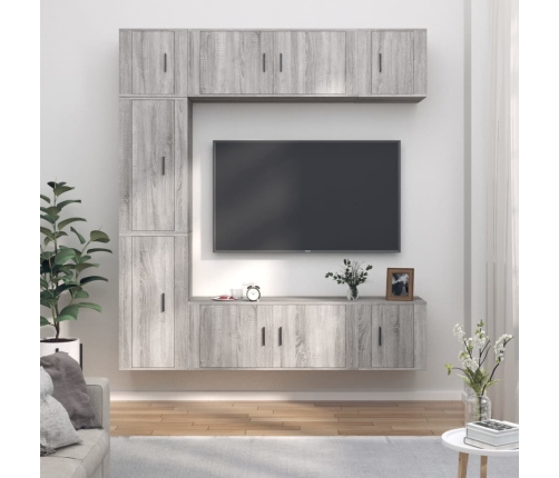 vidaXL Set de muebles para TV 7 pzas madera contrachapada gris Sonoma