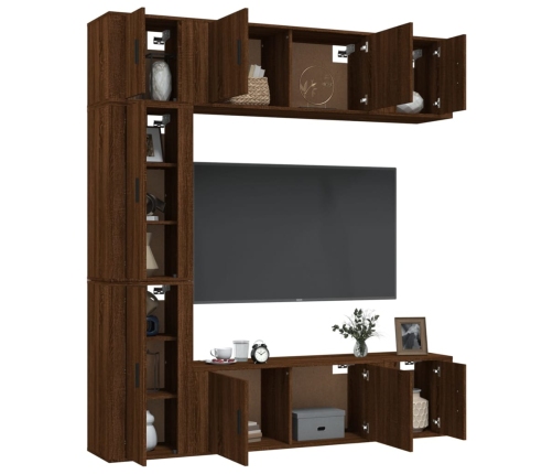 vidaXL Set de muebles para TV 7 pzas madera contrachapada roble marrón