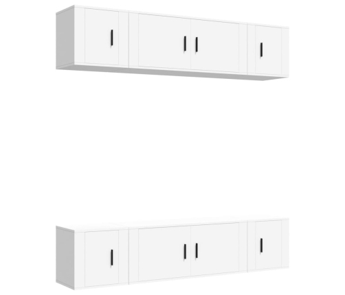 Set de muebles para TV 6 piezas madera contrachapada blanco