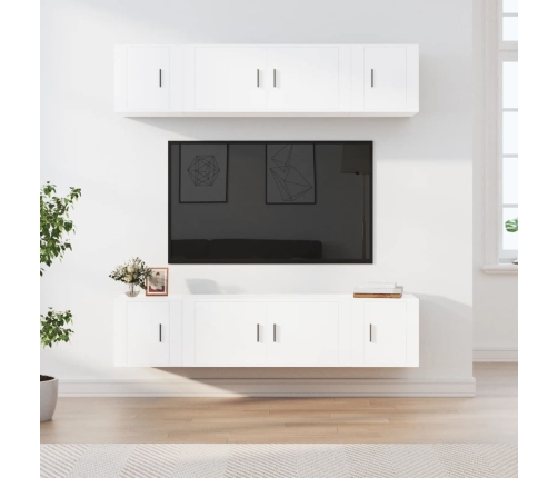 Set de muebles para TV 6 piezas madera contrachapada blanco