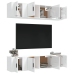 Set de muebles de TV 6 pzas madera contrachapada blanco brillo