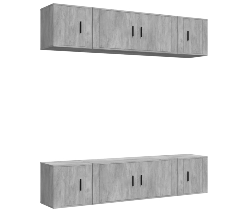 Set de muebles de TV 6 pzas madera contrachapada gris hormigón