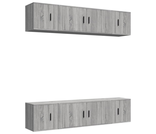 Set de muebles para TV 6 pzas madera contrachapada gris Sonoma