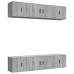 Set de muebles para TV 6 pzas madera contrachapada gris Sonoma