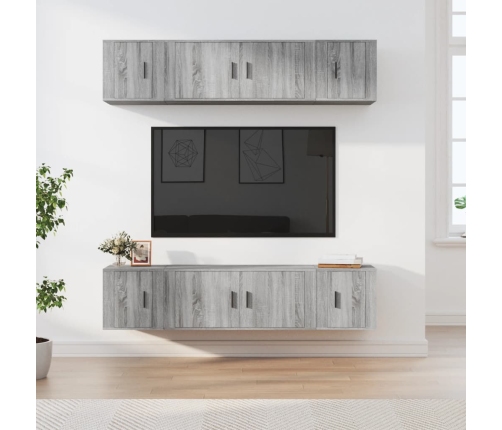 Set de muebles para TV 6 pzas madera contrachapada gris Sonoma