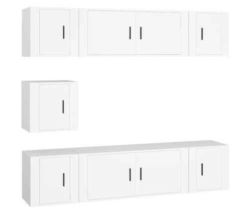 Set de muebles para TV 7 piezas madera contrachapada blanco