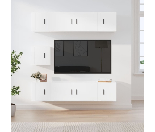 Set de muebles para TV 7 piezas madera contrachapada blanco