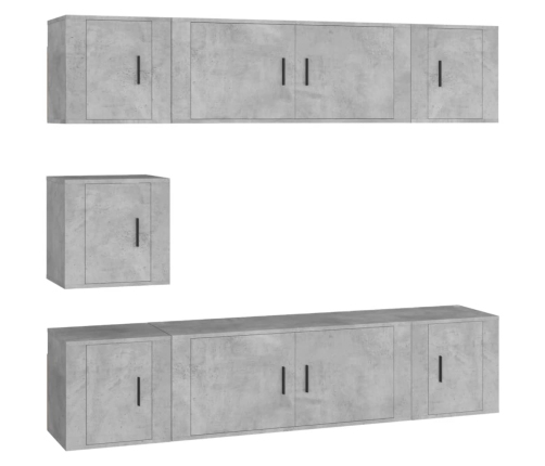 Set de muebles de TV 7 pzas madera contrachapada gris hormigón