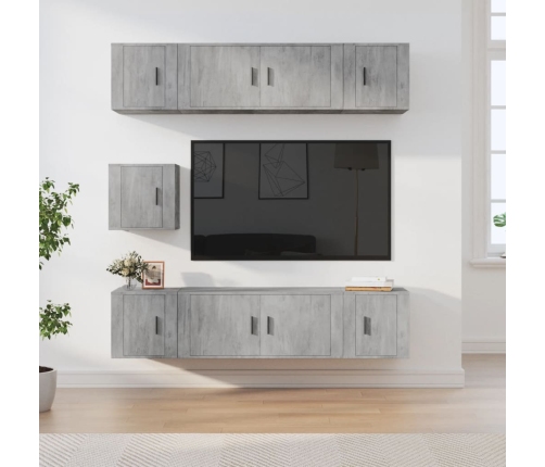 Set de muebles de TV 7 pzas madera contrachapada gris hormigón