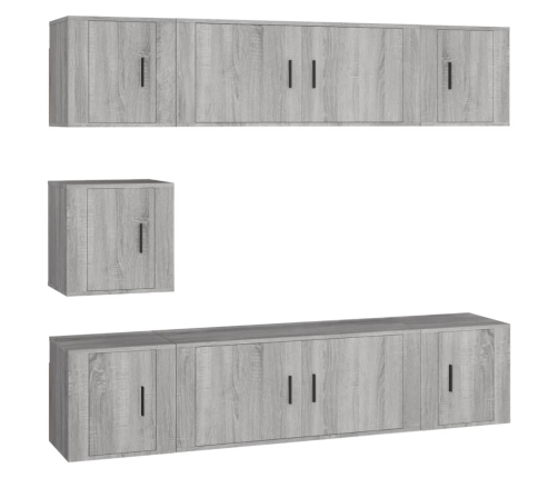 Set de muebles para TV 7 pzas madera contrachapada gris Sonoma