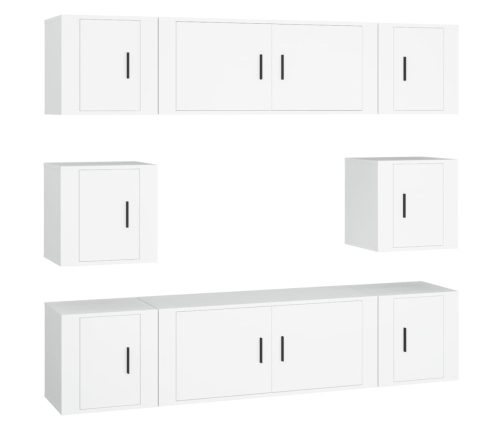 Set de muebles para TV 8 piezas madera contrachapada blanco