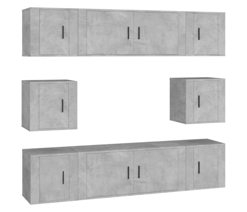 Set de muebles de TV 8 pzas madera contrachapada gris hormigón