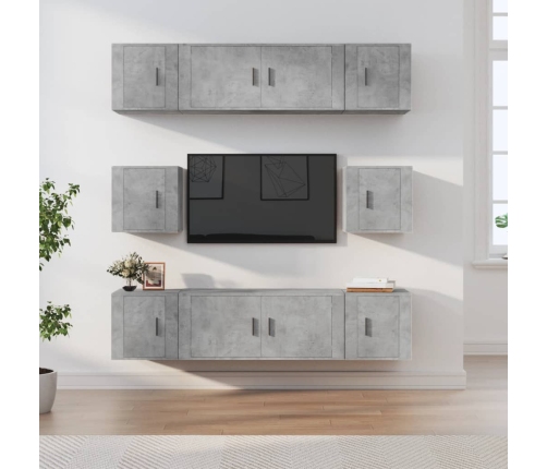 Set de muebles de TV 8 pzas madera contrachapada gris hormigón