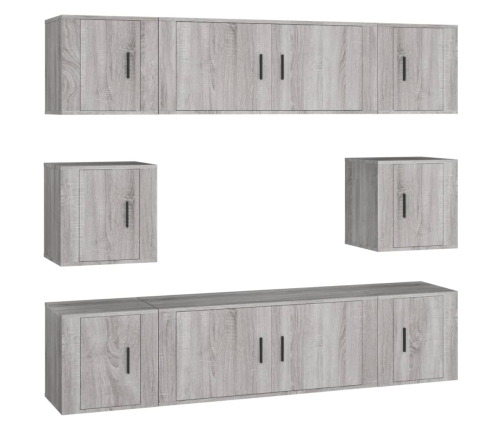 Set de muebles para TV 8 pzas madera contrachapada gris Sonoma