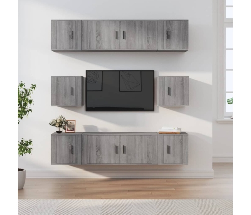 Set de muebles para TV 8 pzas madera contrachapada gris Sonoma