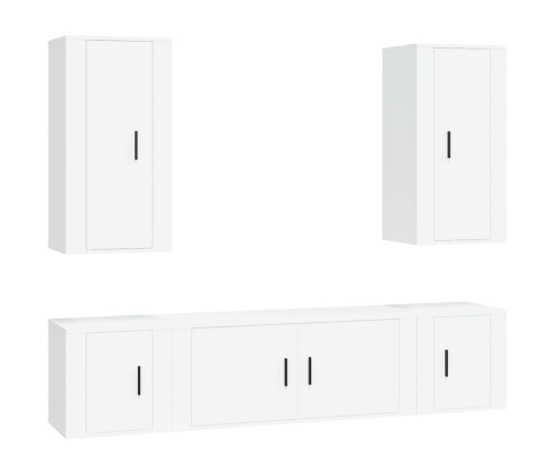 Set de muebles para TV 5 piezas madera contrachapada blanco