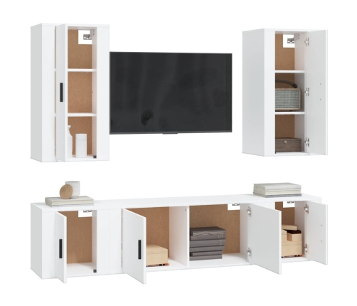 Set de muebles para TV 5 piezas madera contrachapada blanco